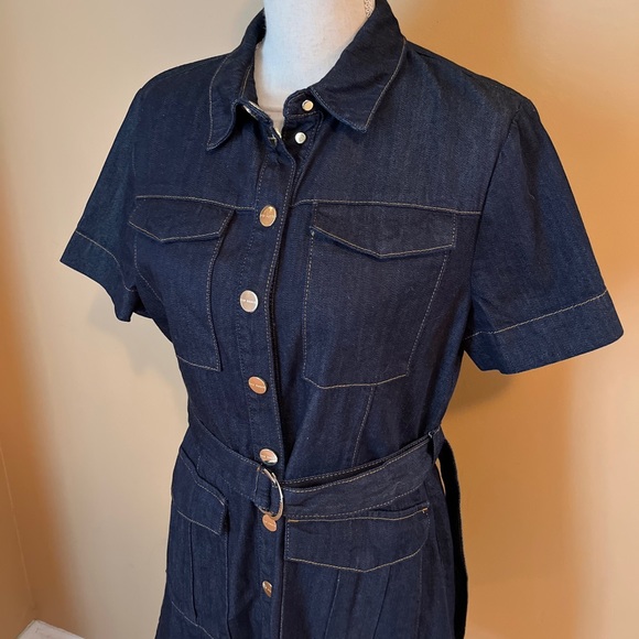 Ted Baker Size 4 (US 12) Denim Utility Mini Dress - Picture 3 of 7